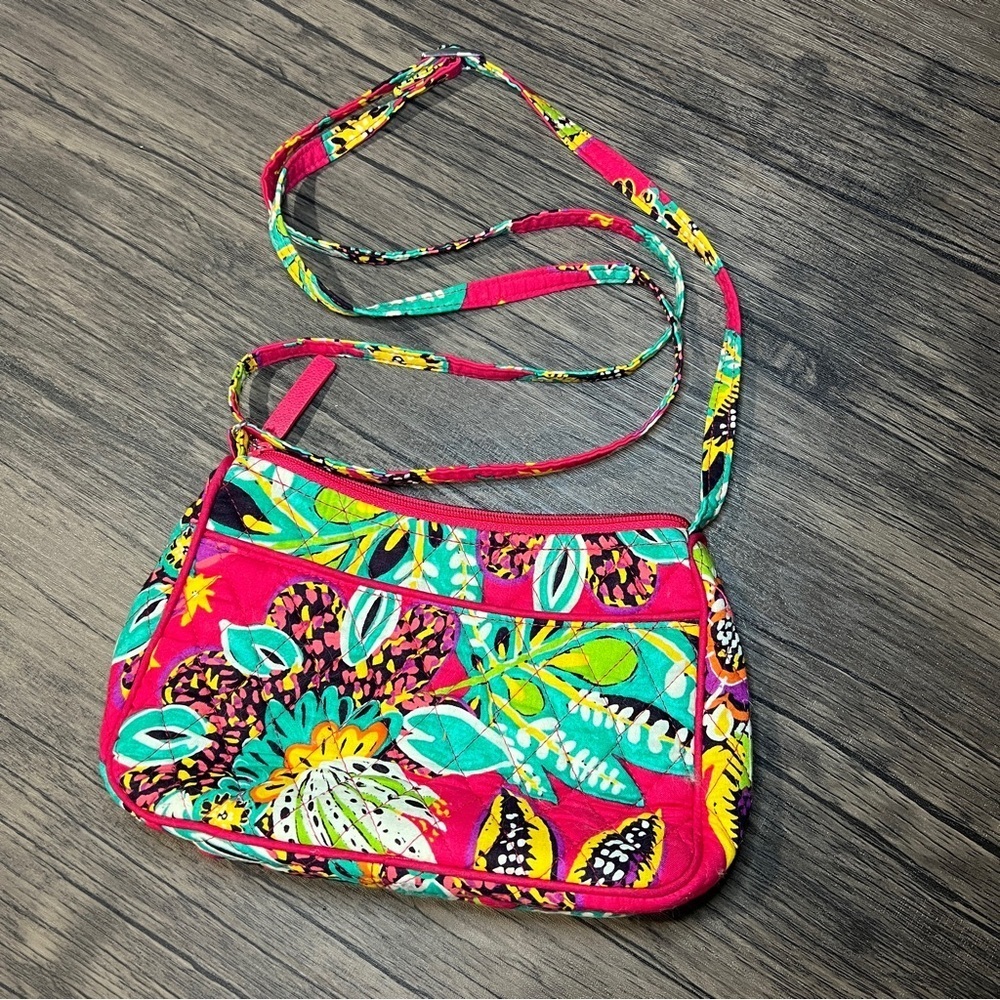 VERA BRADLEY FRANNIE Mini Convertible Crossbody Bag Rumba Pink Quilted Handbag